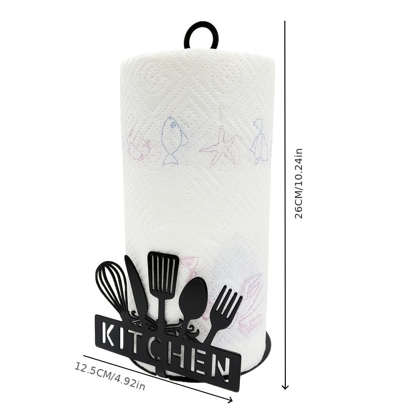Paper Towel Holder Black Iron Countertop Napkin Dispenser – Kitchen Theme Tissue Stand for Kitchen, Living Room, Bedroom & Coffee Bar