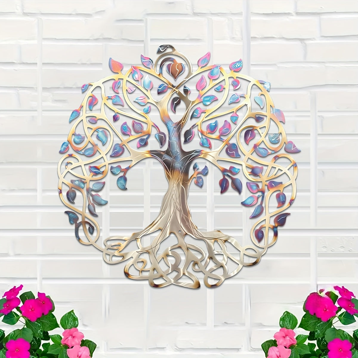 Tree of Life Metal Wall Sculpture – Colorful Multicolor Branches Wall Hanging Art for Indoor & Outdoor Farmhouse, Living Room & Garden Decor