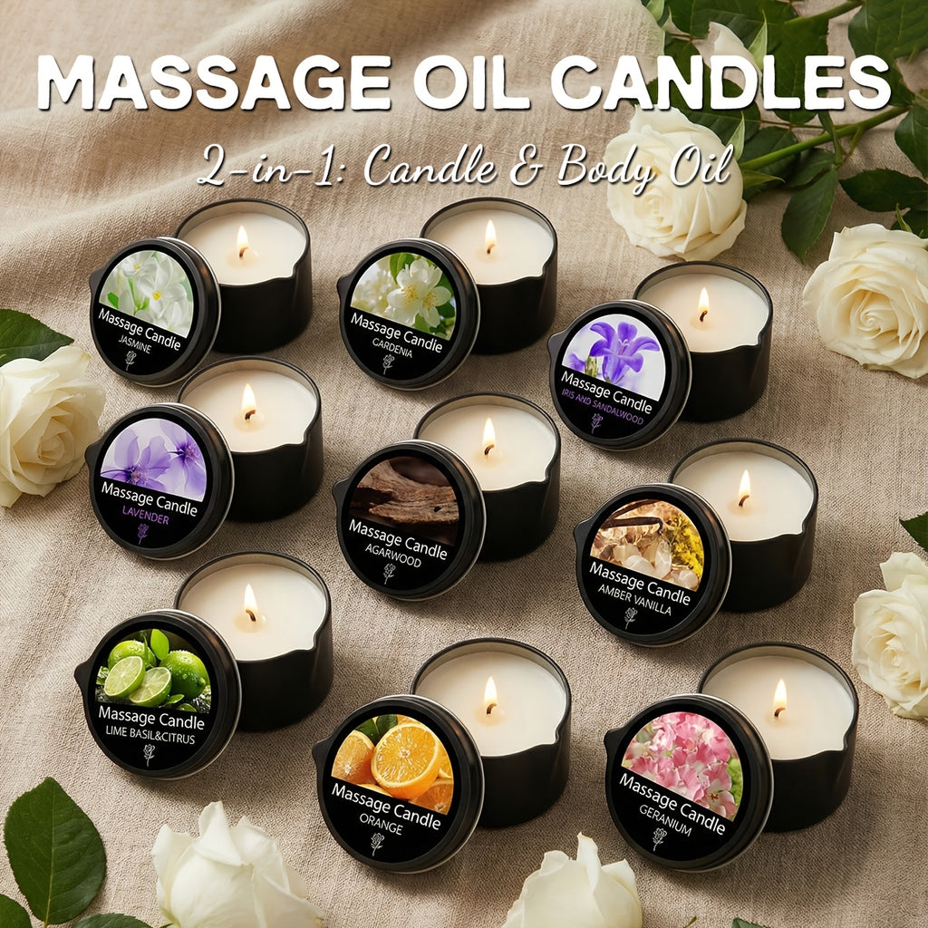 2-in-1 Soy Wax Massage Oil Candle Essential Oil Scented Warm Moisturizing Body Lotion Luxury Spa Candle Gift Set for Women Nail Salon Pedicure Wedding Christmas Valentine 1pc 2pc 6pc 17 Scents