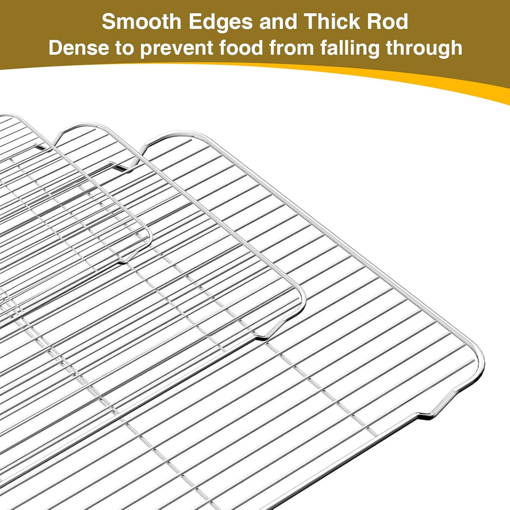 Stainless Steel Baking Sheet with Rack Set – Oven & Dishwasher Safe Cookie Pan with Cooling Rack for Healthy Baking, Roasting & Christmas Cookies