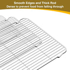 Stainless Steel Baking Sheet with Rack Set – Oven & Dishwasher Safe Cookie Pan with Cooling Rack for Healthy Baking, Roasting & Christmas Cookies