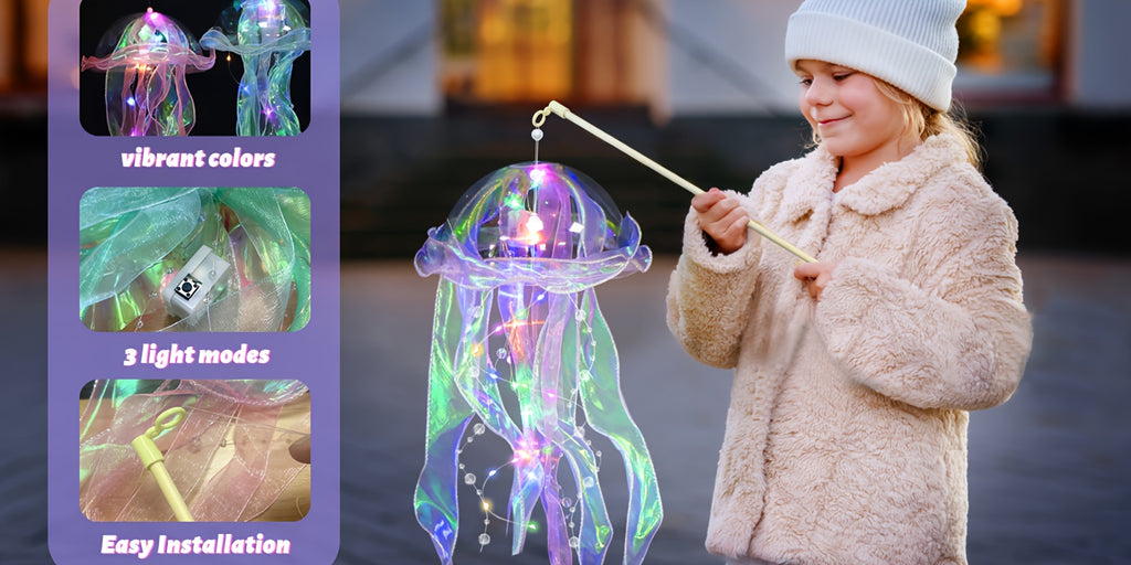 Jellyfish Lantern Party Decorations Colorful Translucent Hanging Lights – 5 or 9 Piece Set for Halloween, Christmas, Weddings & Birthday Indoor Outdoor Festive Decor