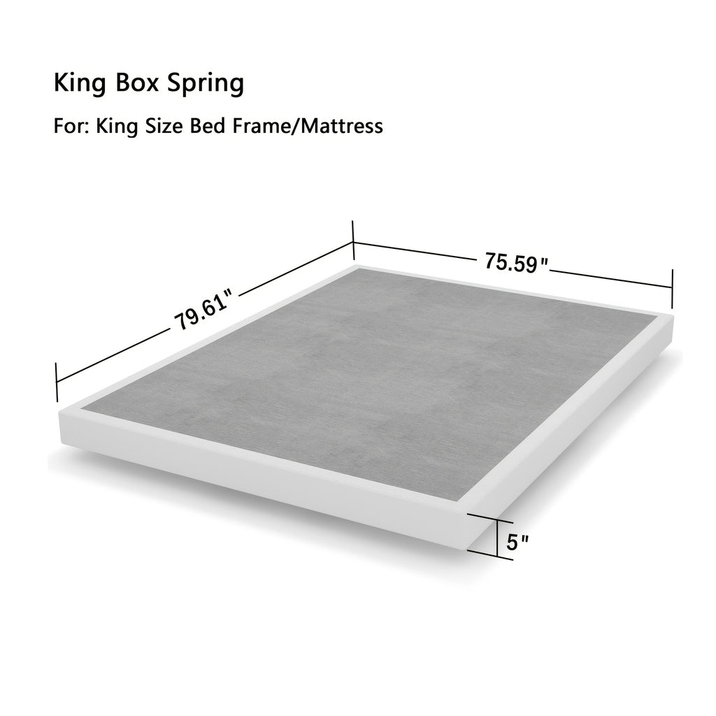 Heavy Duty Box Spring Foundation | 5", 7" & 9" High Metal Frame with Fabric Cover, Easy Assembly – Twin, Full, King