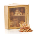 Corner Bread Box for Kitchen Counter Double Layer Bamboo Bread Storage Bin with Adjustable Divider & Acrylic Door - Space Saving Natural