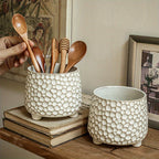 Pine Cone Ceramic Kitchen Tool Holder – Three-Legged Utensil Crock & Decorative Storage Jar for Countertop, Desk & Home Organizer | Personalized Ornament Jar