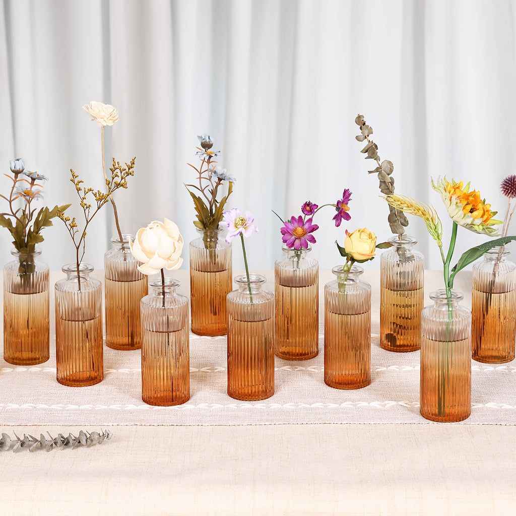 Striped Bud Vases Set of 12 24 36 Modern Mini Clear Flower Vases for Wedding Centerpieces Birthday Anniversary Party Table Decor – Mother's Day Vase Set