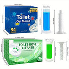 Toilet Cleaning Gel Stamps with Dispenser & Air-Freshening Fragrance – 8 Pieces / 96 Gel Patterns Toilet Bowl Cleaner for Ceramic Surfaces, Bathrooms & Kitchens