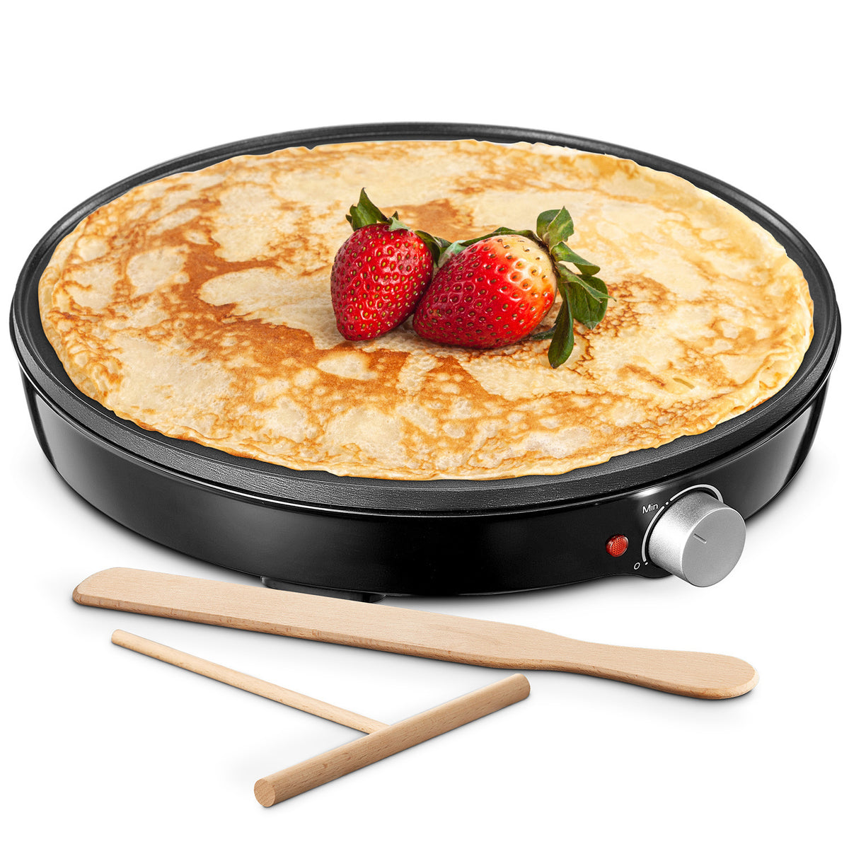 Electric Crepe Maker 12 Inch Nonstick Pancake Griddle 1000W with Precise Temperature Control - Includes Batter Spreader & Spatula for Crepes, Eggs, Omelets, Quesadillas, Hash Browns - Home Kitchen