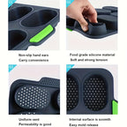 Silicone Bread Baking Pan 8-Cavity Non-Stick Perforated French-Style Mold – Food-Grade Mini Bread Tray with Handle for Homemade Rolls, Hot Dog Buns & Dinner Rolls, Dishwasher & Oven Safe