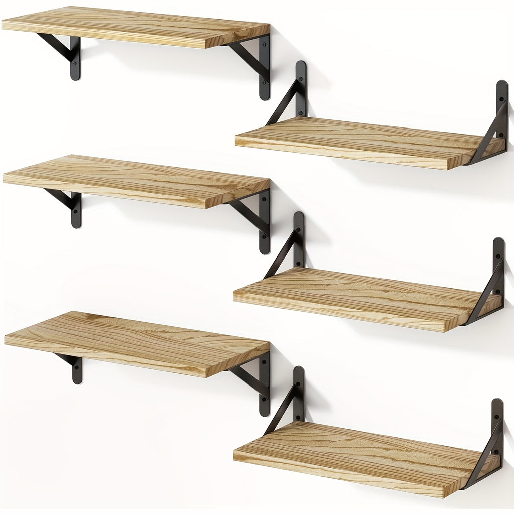 Farmhouse Floating Wall Shelves 3/6pcs Heavy Duty Long Ledge Shelf Set for Bedroom, Bathroom, Living Room & Kitchen Decor, Wall Mounted Storage Shelving for Home Organization