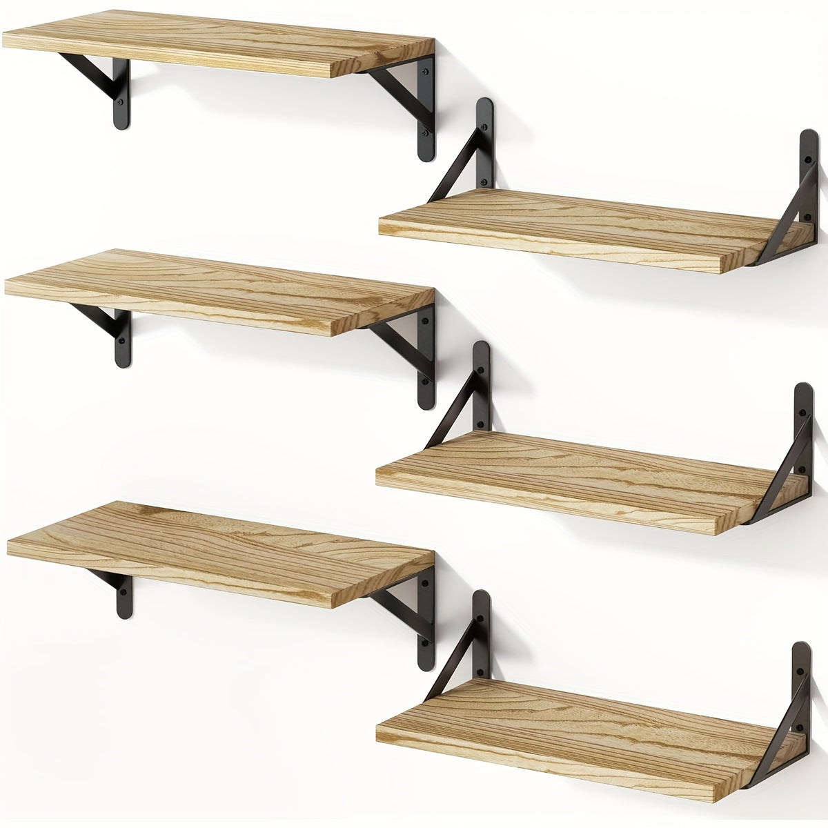 Farmhouse Floating Wall Shelves 3/6pcs Heavy Duty Long Ledge Shelf Set for Bedroom, Bathroom, Living Room & Kitchen Decor, Wall Mounted Storage Shelving for Home Organization