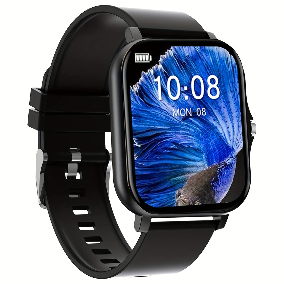 Large Screen Smartwatch with HD Voice Call, Multiple Sports Modes, Sleep Detection & Customizable Watch Faces – Compatible with Android & iPhone, Silicone Band