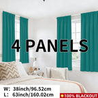 Blackout Curtains Rod Pocket 4-Panel Solid Color Lightweight Matte Drapes | 100% Light Blocking Window Curtains for Bedroom Living Room, 9 Colors 5 Sizes