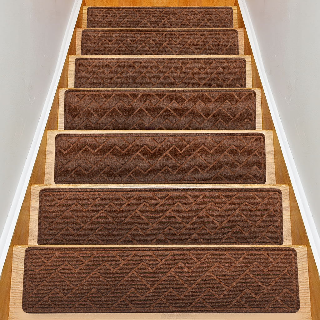 Non-Slip Stair Treads Self-Adhesive 4mm TPR Stair Mats for Hardwood Floors Indoor Stairs Carpet Pads 6pcs or 15pcs Set