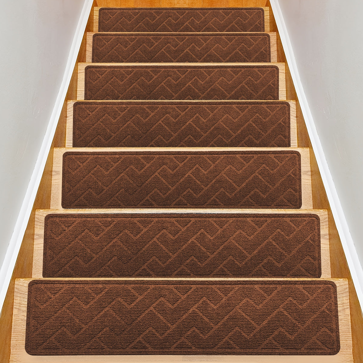 Non-Slip Stair Treads Self-Adhesive 4mm TPR Stair Mats for Hardwood Floors Indoor Stairs Carpet Pads 6pcs or 15pcs Set