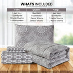5-Piece Comforter Set – Reversible Quilted Down Alternative Bedding Set with Pillow Shams, Bed Skirt & Cushion | All Season | Twin, Queen, King