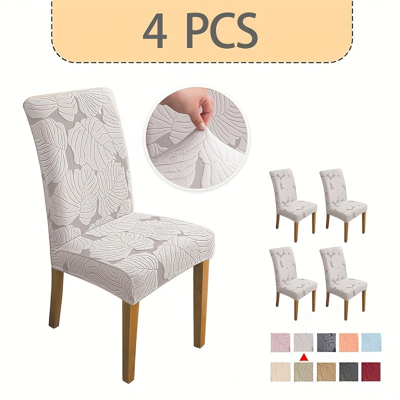 Jacquard Stretch Dining Chair Covers 4/6pcs – Removable Washable Elastic Chair Slipcovers for Dining Room & Kitchen, 10 Colors, Christmas & Holiday Home Decor Chair Protector