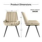 Modern Upholstered Dining Chairs Set of 2 or 4 – Thick Cushion Fabric Side Chairs with Metal Legs | Kitchen, Dining Room, Office & Bar