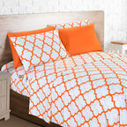 Luxury Microfiber Bed Sheet Set Geometric Trellis Pattern 16 Inch Deep Pockets Fade Wrinkle Resistant Hotel Quality Twin Full Queen King 5 Colors