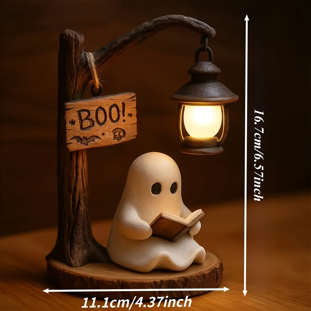 Boo Ghost 3D Resin Halloween Night Light – Cute Reading Lantern, Warm Indoor Glow, Decorative Lamp for Bedroom & Living Room – Ghost Theme Gift with Exquisite Details