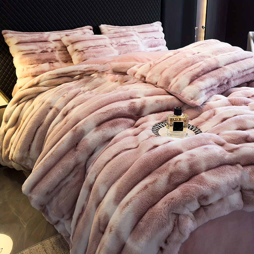 Faux Rabbit Fur Throw Blanket – Double Layer, Thick & Warm, Fluffy Luxury Blanket in Gradient Colors | 3 Sizes: 40x60, 60x80 & 90x108 Inch | Cozy for Sofa, Bedroom & Living Room | Perfect Winter Gift