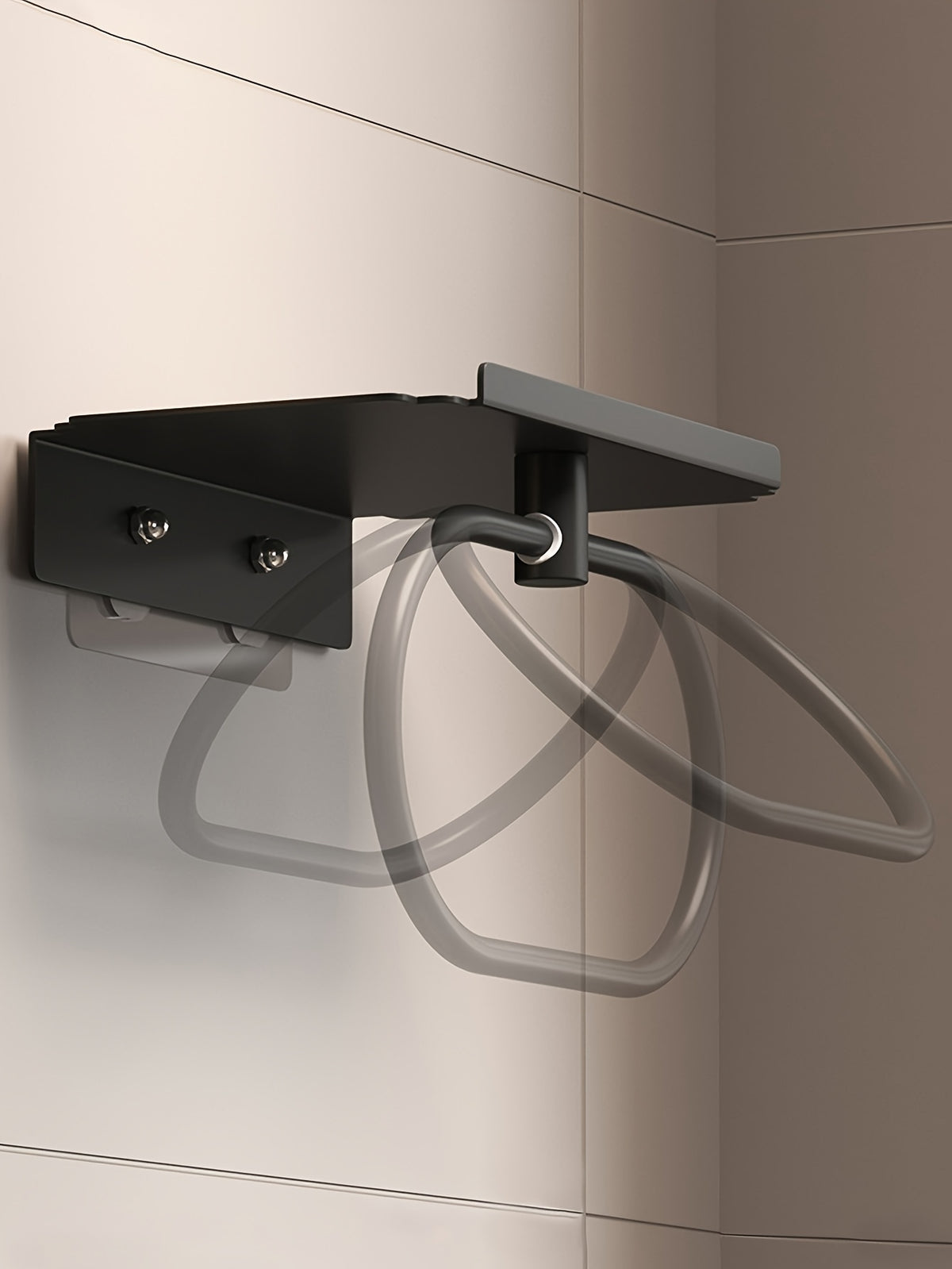 Oval Metal Towel Ring Wall Mounted – No-Drill Bathroom Organizer, Modern Matte Black Finish, Durable & Elegant Home Decor