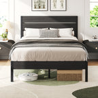 Metal Platform Bed Frame with Headboard & Footboard | 12.2" Under-Bed Storage, 800 lbs Capacity, Noise-Free, No Box Spring Needed – Queen & Full, Rustic Grey
