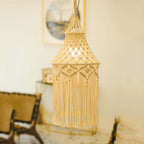 Bohemian Macrame Lamp Shade – Handcrafted Woven Rope Hanging Light Cover for Ceiling & Wall, Boho Nordic Room Decor Tapestry Style for Bedroom, Living Room & Home Aesthetics