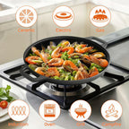 Pre-Seasoned Cast Iron Skillet 14 Inch Dual Loop Handles Nonstick Pizza Pan BBQ Pancake Griddle Oven Stovetop Grill Campfire Safe Even Heating