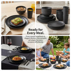 16/32-Piece Wheat Straw Dinnerware Set – Microwave & Dishwasher Safe Plates, Bowls & Cups – Lightweight Unbreakable Tableware for Family Gatherings, Birthday Parties & Camping