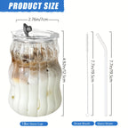 Cloud Design Borosilicate Glass Cups with Straws 18oz Set of 4 | U-Shaped Insulated BPA-Free Cold Drink Cups