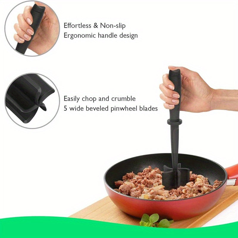 3-Piece Handheld Mixing Spatula & Chopper Set – Break-Resistant, Heat-Resistant Non-Stick Blend & Chop Tool – Potato Masher, Salad Chopper & Food Grinder – Kitchen Essentials