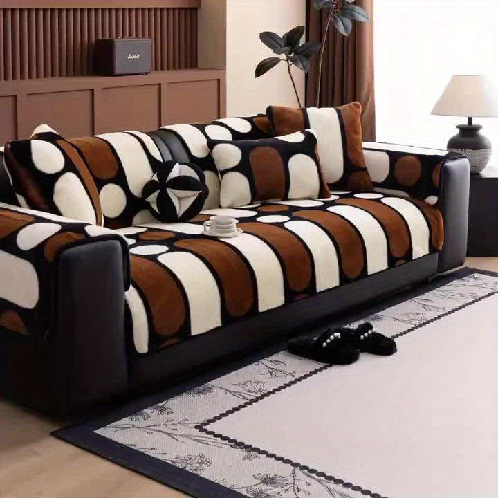 Faux Rabbit Fur Sofa Cover Cushion Bohemian Thickened – Ultra-Soft Fluffy Non-Slip Velvet Couch Pad, Pet-Friendly Machine Washable, 2/3/4-Seater Living Room & Bedroom