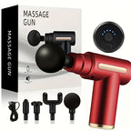 Digital LCD Display Fascia Gun – 6-Speed Silent Electric Percussion Massage Gun with 4 Interchangeable Heads, Long Battery Life, Portable for Sports Fitness Recovery, 4 Colors