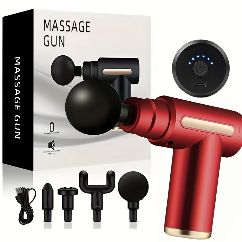 Digital LCD Display Fascia Gun – 6-Speed Silent Electric Percussion Massage Gun with 4 Interchangeable Heads, Long Battery Life, Portable for Sports Fitness Recovery, 4 Colors