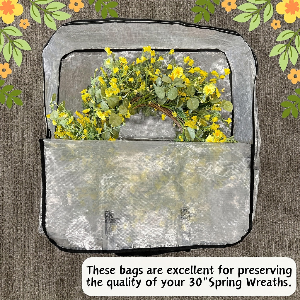 Extra Large Clear Storage Bags with Zipper & Heavy-Duty Handles – 30-Inch Transparent Organizer Bags for Christmas Decorations, Wreaths, Garlands, Clothes, Blankets & Moving, Set of 2 or 4