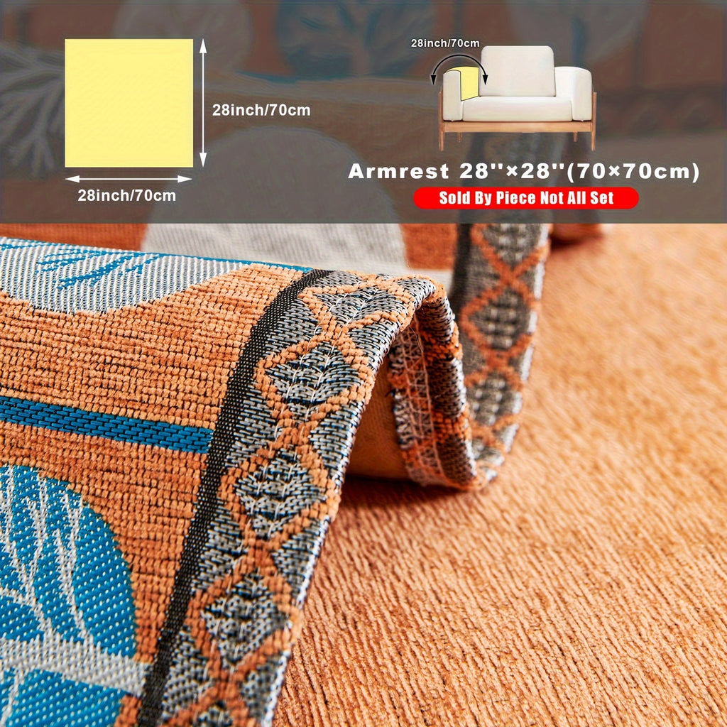 Bohemian Chenille Sofa Cover Tree Embroidery Print Thick Non-Slip Pet Friendly One-Piece Couch Protector Armchair Loveseat 3 4 Seater