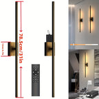 Wireless LED Wall Lights with Remote Control, 2 Pack Dimmable 3000K–6000K Battery Powered, No Wiring Needed, Contemporary Picture Lighting for Bedroom Hallway Living Room – Black & Gold Options