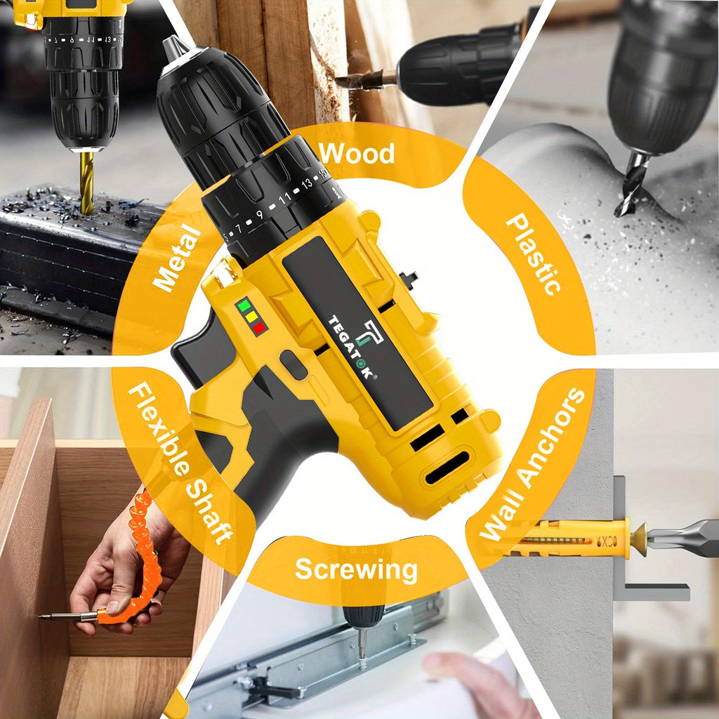 20V Cordless Drill Tool Set 30 88 136 148 Piece Electric Drill Toolbox Kit Rechargeable with Battery Hand Tools Pliers Bits for Home Repair Men Gift