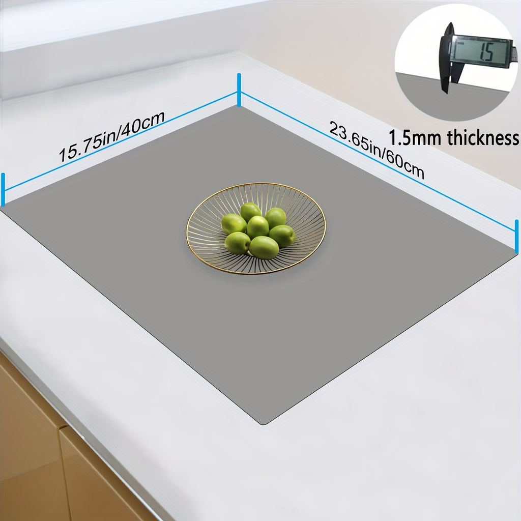 Silicone Kitchen Counter Mat Extra Large, Nonslip Heat Resistant Countertop Protector, Nonstick Waterproof Craft Mat & Table Placemat, Multi-Size in Gray, Black & Translucent