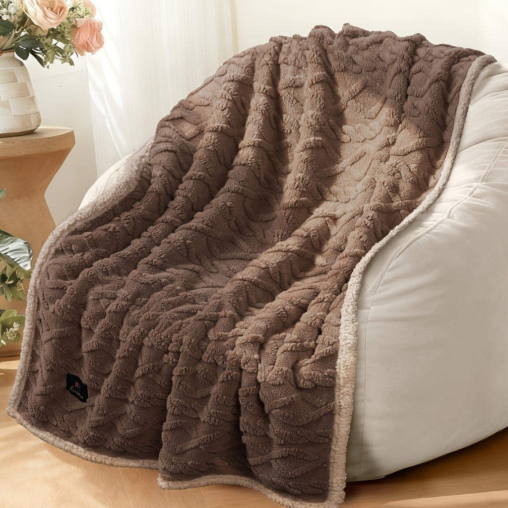 Liquid-Proof Reversible Sherpa Pet Blanket & Furniture Protector – Dog & Cat Throw Cover for Sofa, Bed & Couch | Small, Medium & Large Pets | Light Gray, Khaki, Beige