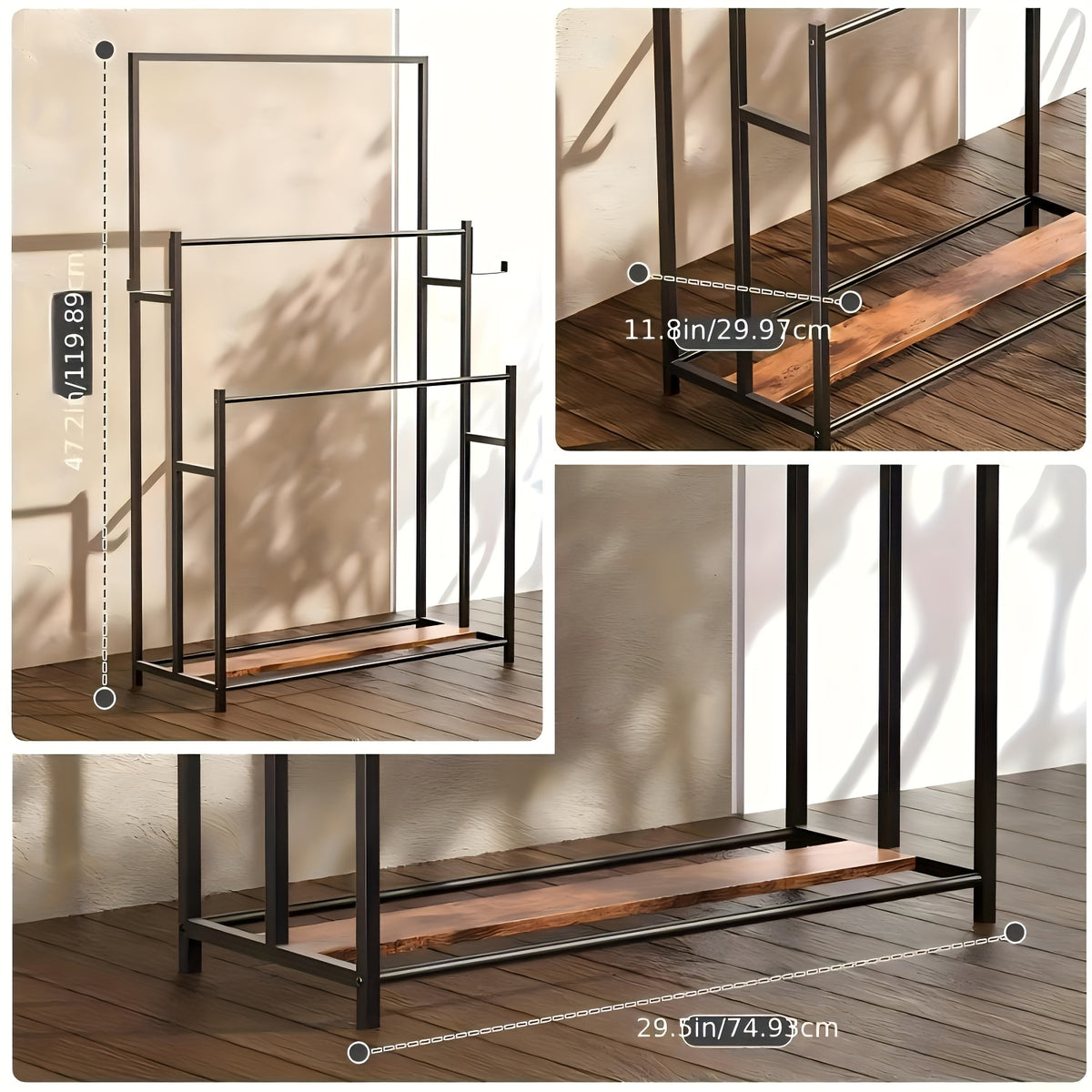 47-Inch Free Standing Towel Rack 3-Tier – Oversized Floor Bath Towel Drying Valet Holder | Blanket & Quilt Rack Stand for Bathroom, Bedroom, Pool, Beach, Hot Tub & Gym | Small & Floor Models