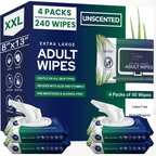 Extra Large Adult Wet Wipes 8"x13" Unscented – Aloe & Vitamin E, Alcohol-Free Bathing Wipes for Seniors & Incontinence Care – 240ct / 720ct