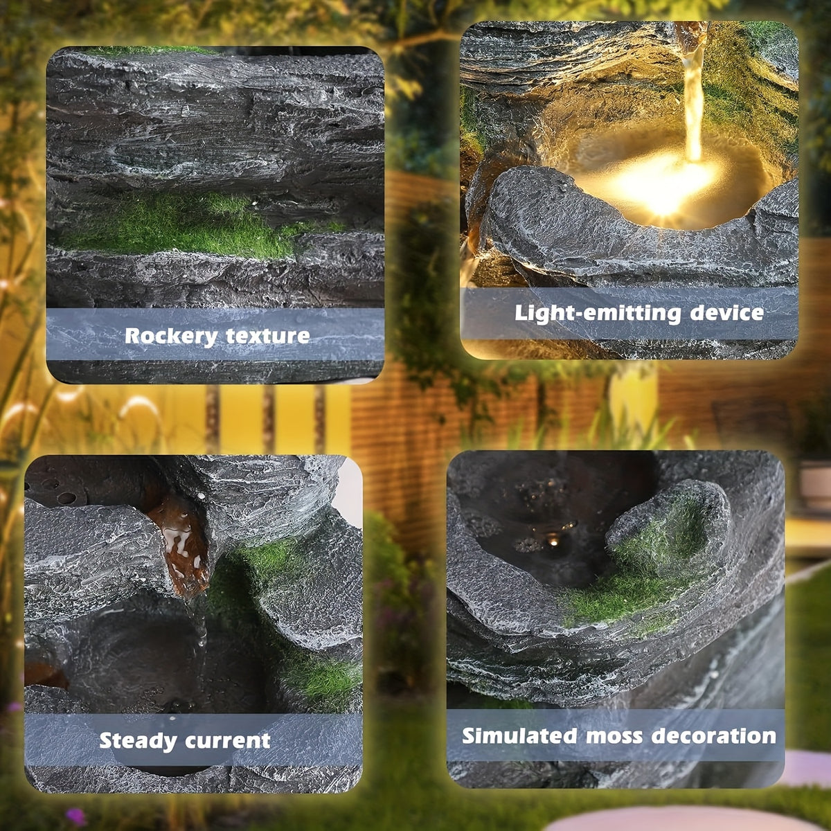 Indoor Cascading Rock Water Fountain 7-Tier with 6 LED Lights – Tabletop Waterfall Fountain Stone Look Resin, Soothing Zen Decor for Living Room, Office, Bedroom & Home Spa Relaxation