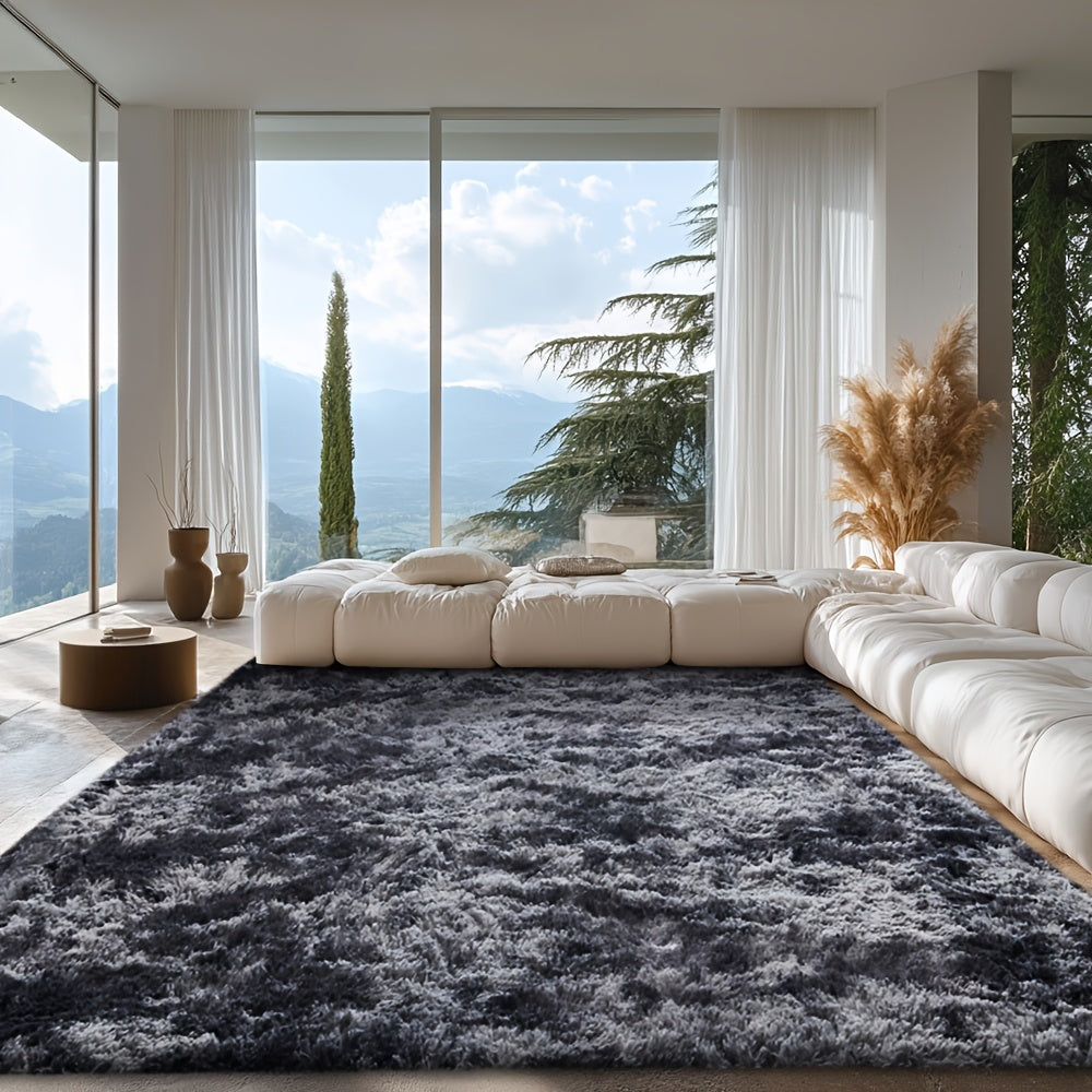 Velvet Shag Area Rug with Non-Slip Backing – Super Soft Plush Indoor Carpet for Living Room, Bedroom & Kitchen, Tie-Dye & Solid Colors, 5 Sizes
