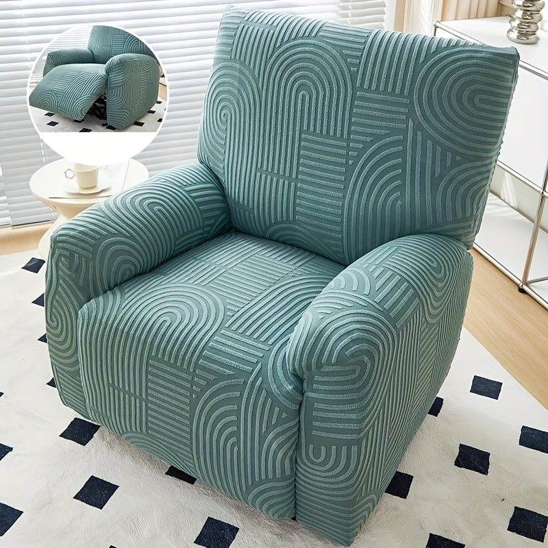 Elastic Jacquard Recliner Chair Cover Single Seat – Stretch Armchair Slipcover Furniture Protector for Living Room Bedroom Office, 6 Colors (Pink Blue Green Camel Gray Beige)