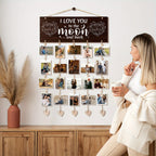Wooden Hanging Photo Frame "I Love You to the Moon and Back" with 20 Clips, 6 Hemp Ropes & 5 Heart Tags – Romantic Wall Decor Picture Holder Gift for Couples, Anniversary, Wedding, Valentine’s Day & Christmas