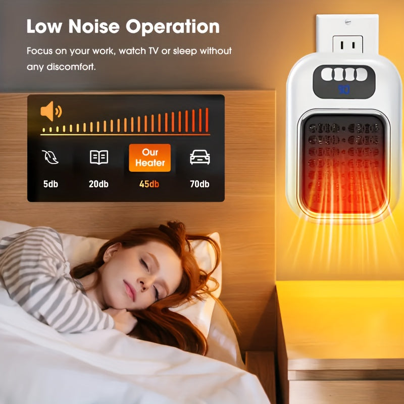 Wall Mounted Mini Electric Space Heater Portable with Display Screen Fast Heating 3 Modes Adjustable Temperature Overheat Protection for Home Office Bathroom Pet Bed RV