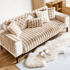 Faux Rabbit Fur Sofa Cover Non-Slip Stretchable Slipcover 3/4 Seat Bubble Soft Couch Protector – Breathable, Machine Washable, Fits Living Room, Bed & Dorm, Warm Home Decor Furniture Cover