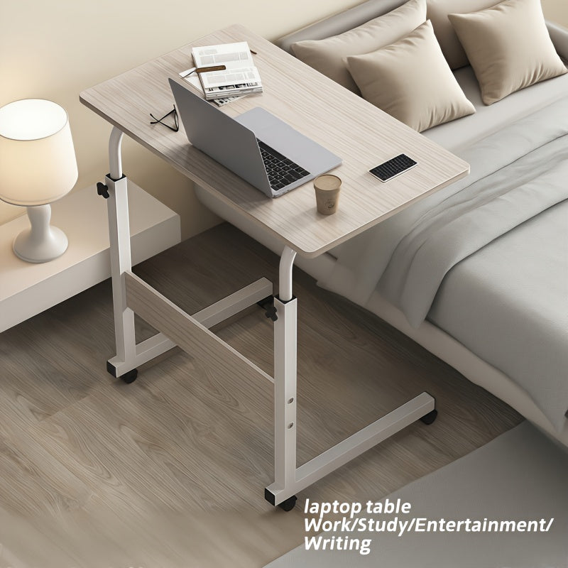 Rolling Laptop Desk Movable Adjustable Height 360 Degree Rotating Wheels Bedside Computer Desk for Bedroom Living Room Dormitory Multifunctional Student Writing Desk Multiple Colors